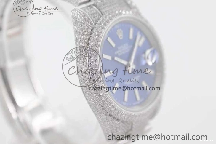 TWF Dial Edition Full Markers SS 1:1 Blue on Best A2824 Bracelet Stick Datejust Diamonds 41 0210